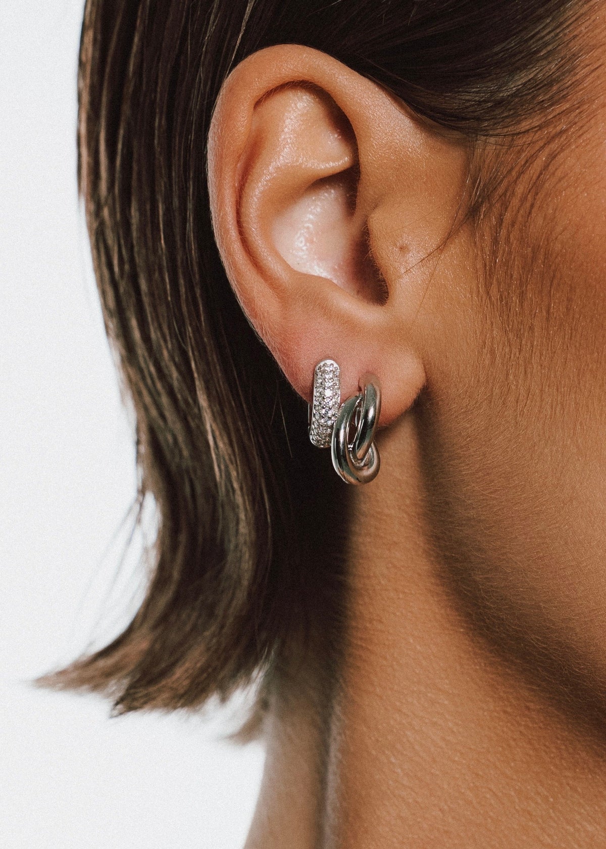 QUARTZ HUGGIE EARRINGS